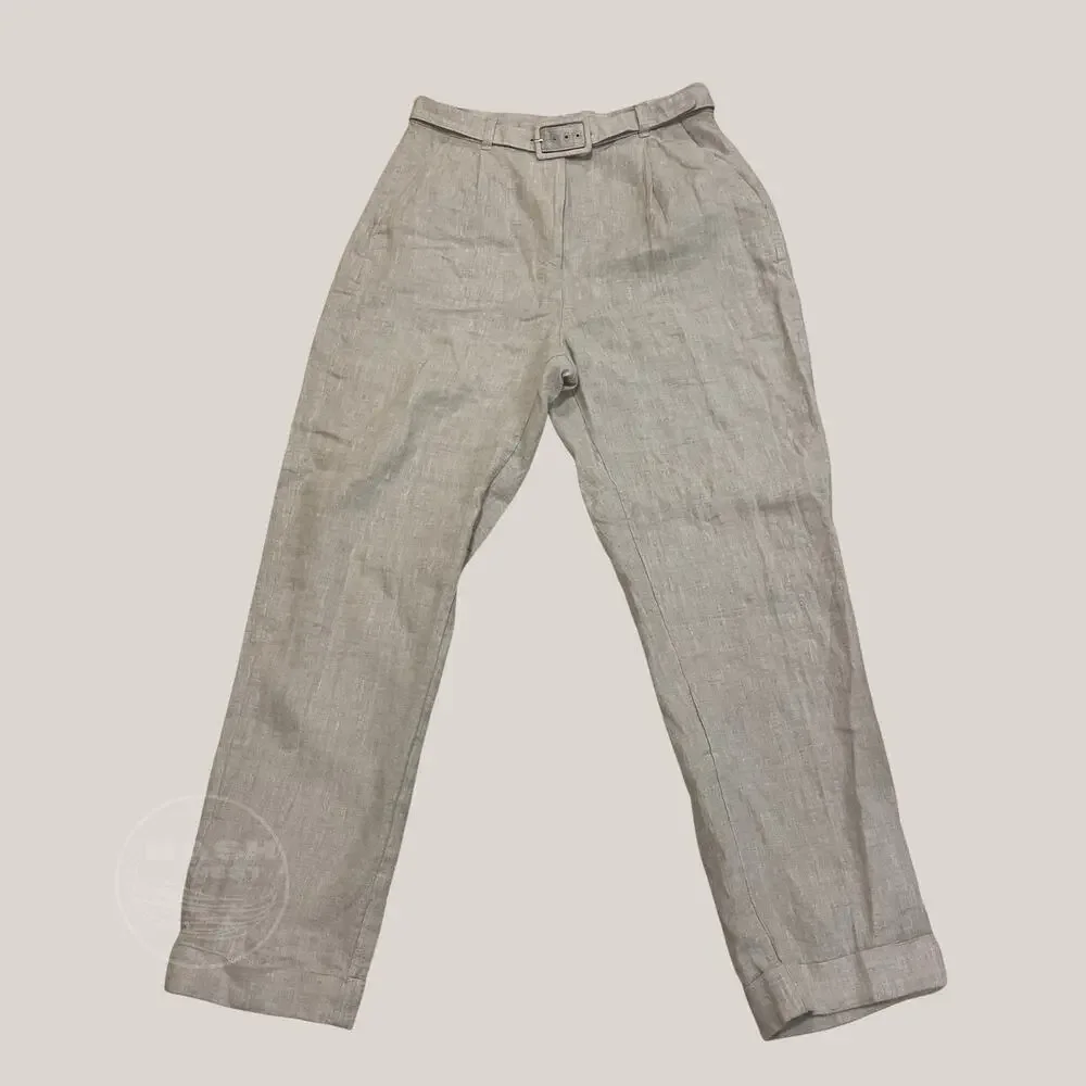 & Other Stories Linen Blend Belted Pants | Size 4 Tailored Beige NWOT, New